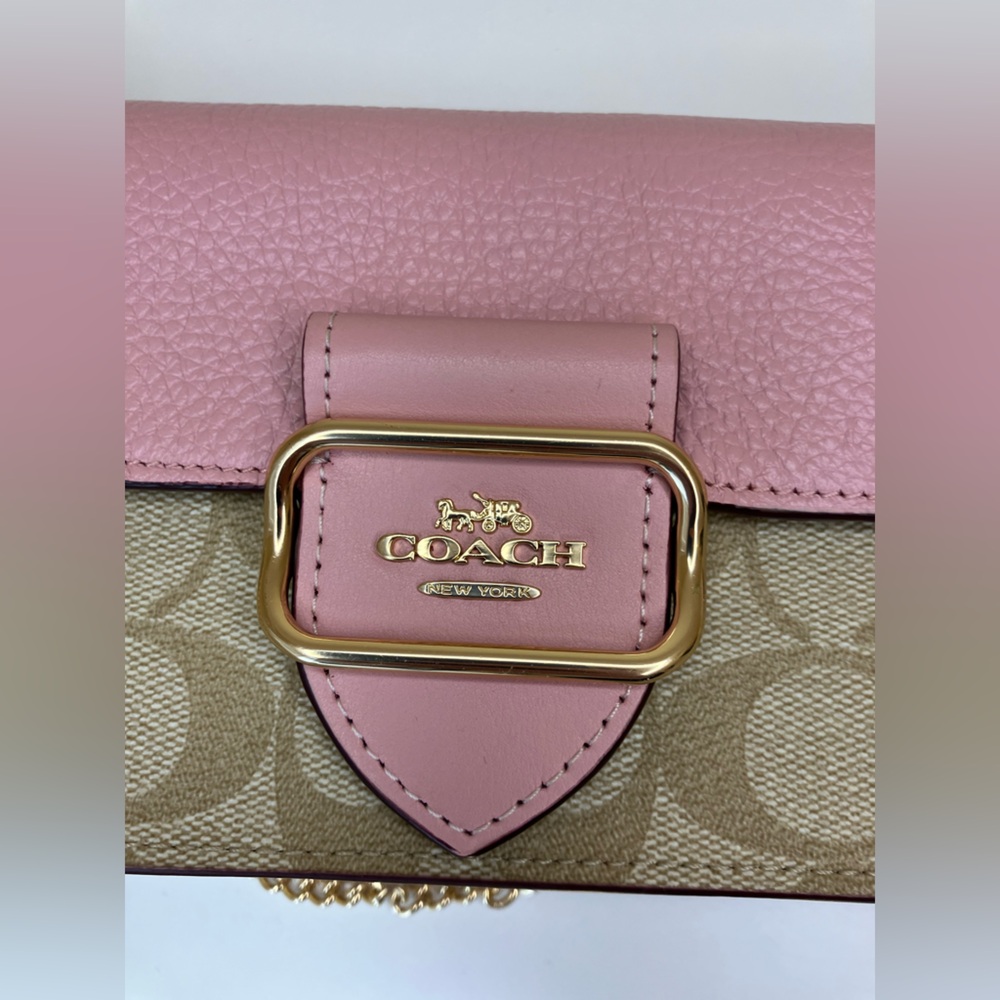 Coach Morgan Crossbody In Signature Canvas Pink With Snake Embossed Leather - Picture 3 of 11